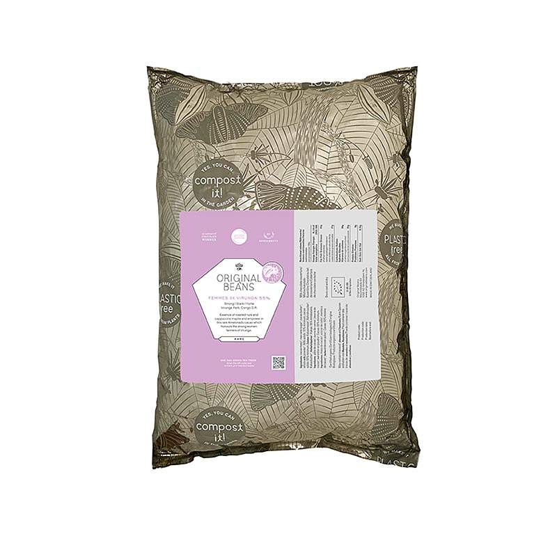 Femmes de Virunga Congo, 55%, copertura al latte, callets, Original Beans, biologico, 2 kg