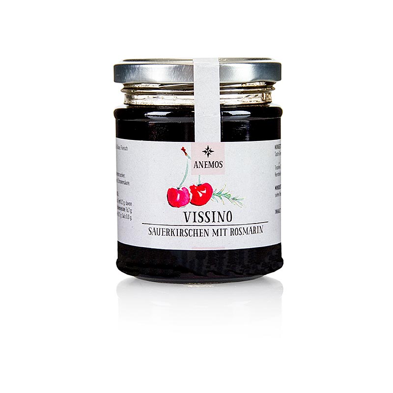 Vissino: amarene conservate in sciroppo con Miele e rosmarino, ANEMOS, 265 g