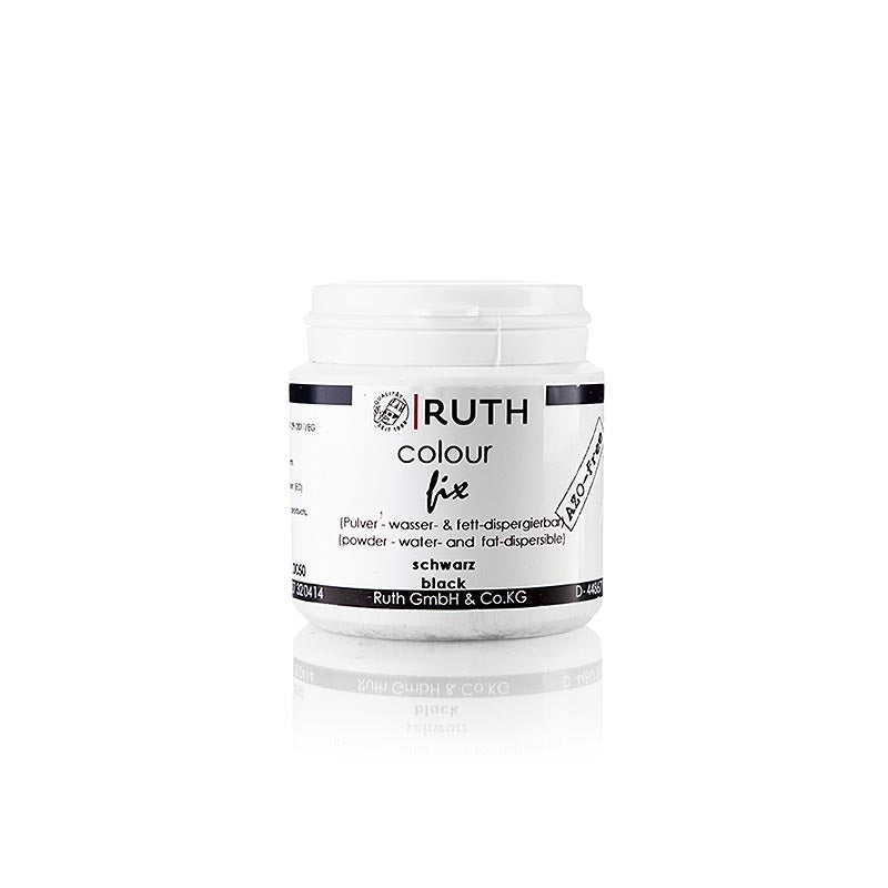 Lebensmittelfarbe schwarz (Carbo /Kohle), wasser & fettlöslich, Ruth, 50 g