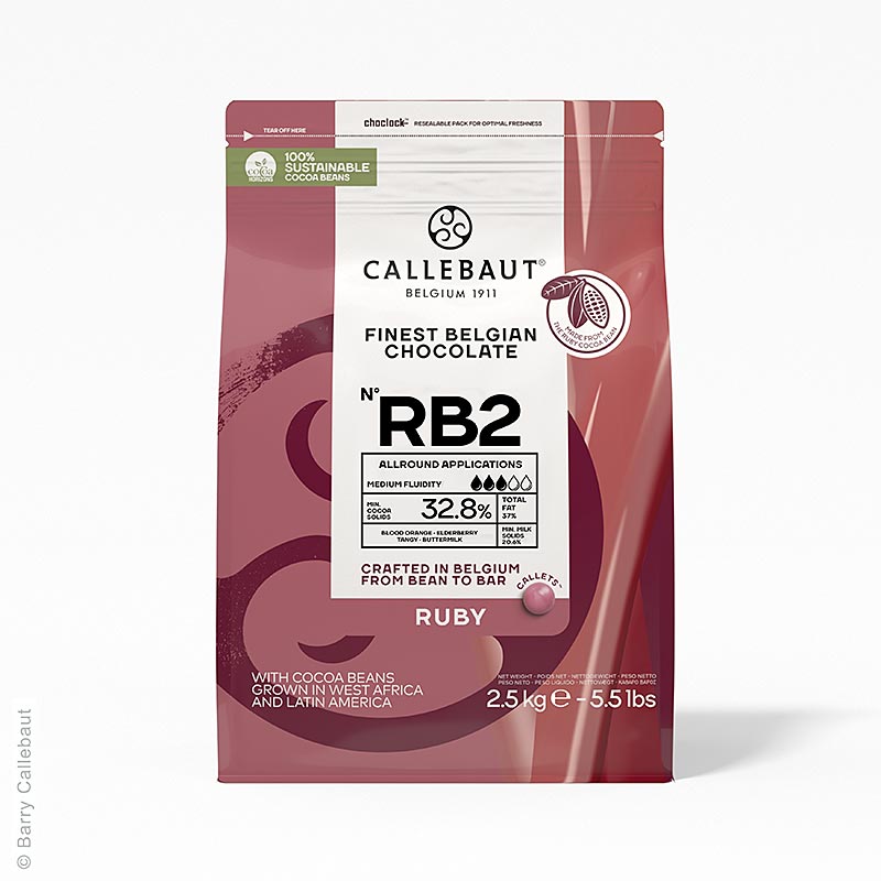 Ruby RB2 - Rosa Schokolade (32,8%), Callets Couverture, Callebaut, 2,5 kg