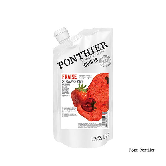 Ponthier - Coulis / Sauce - Fraise, avec du sucre, 1 kg