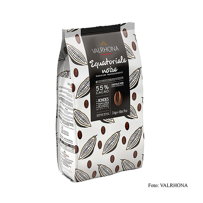 Valrhona Equatoriale Noire, copertura fondente, callets, 55% Cacao, 3 kg