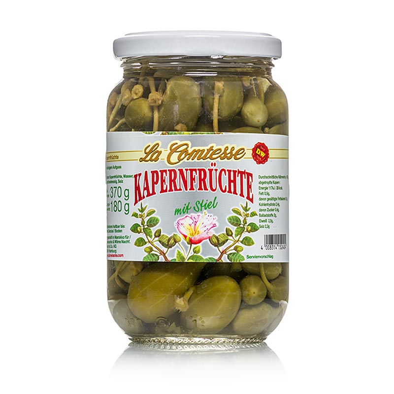 La Comtesse - Câpres, grosses, avec tige, 18 mm, 370 g