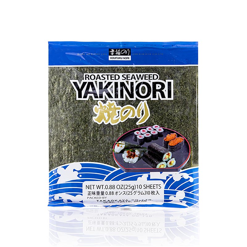 Yakinori taille entière, feuilles d'algues séchées, grillées, 20 g