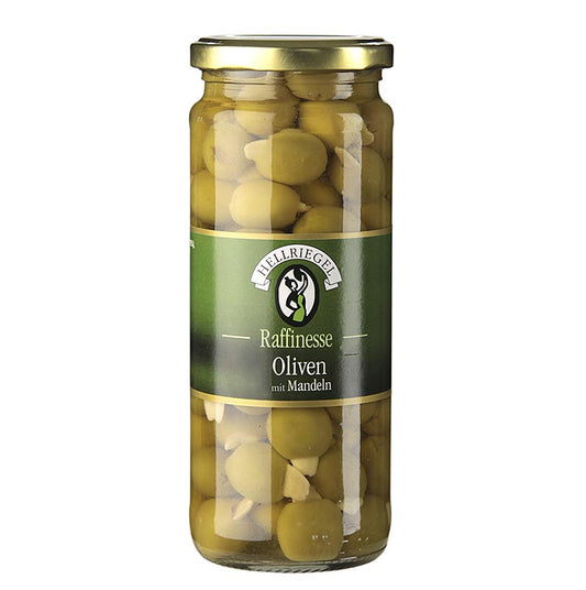 Hellriegel - Olives vertes, dénoyautées, aux amandes, en saumure, 440 g