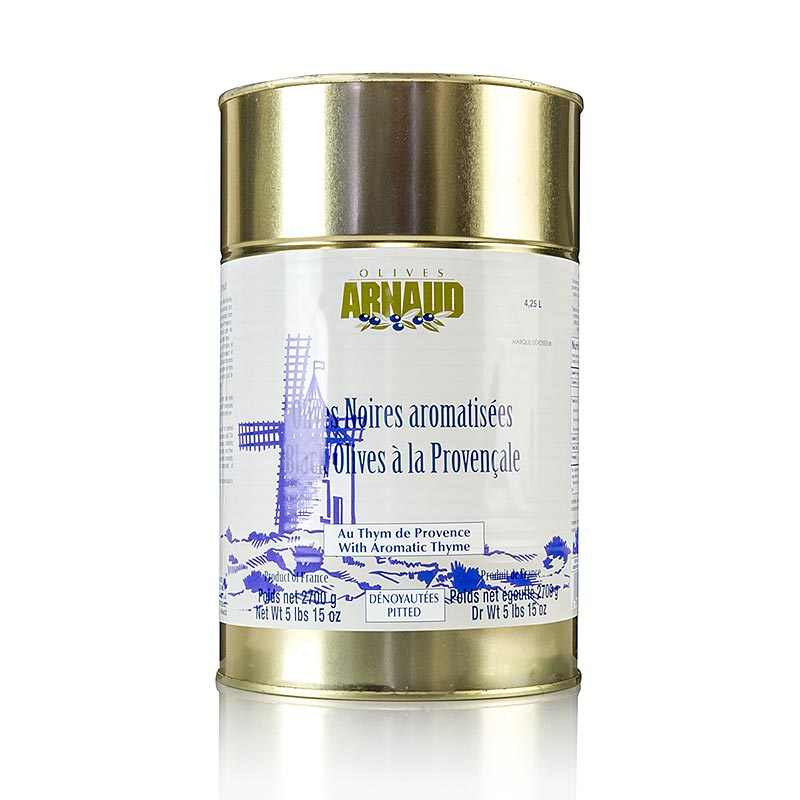 Olive nere, snocciolate, al timo, sott'olio di girasole, Arnaud, 2,7 kg