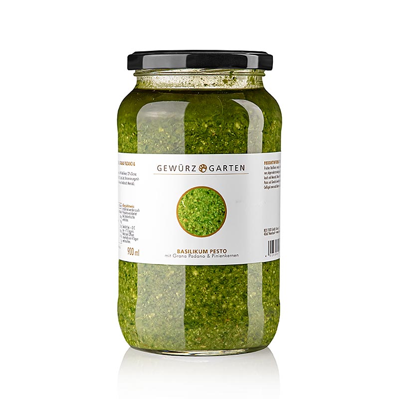 Gewürzgarten Basilikum Pesto, mit Basilikum, Pinienkernen, Grana Padano, 900 ml
