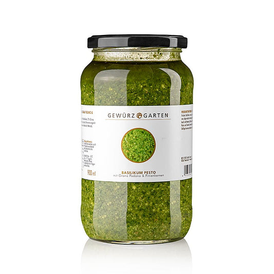 Gewürzgarten Basilikum Pesto, mit Basilikum, Pinienkernen, Grana Padano, 900 ml