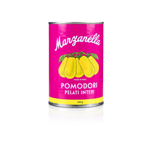 Tomates jaunes pelées Marzanello, entières, Campanie, Italie, 400 g