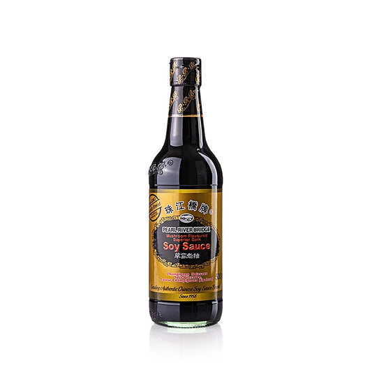Sauce soja - Shoyu, Pearl River Bridge, foncée, au goût de champignons, Chine, 500 ml
