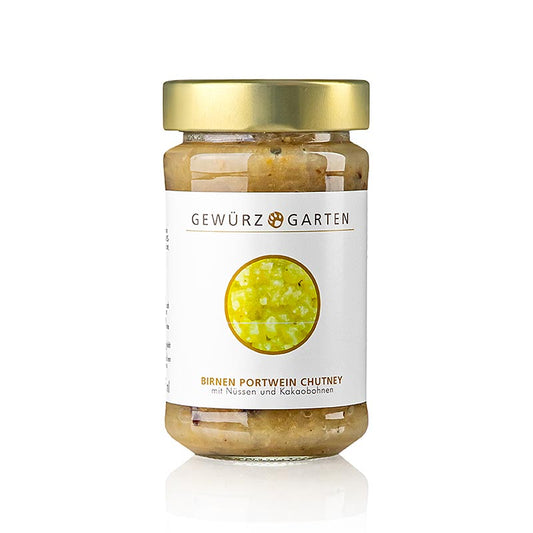 Gewürzgarten Chutney de poire au porto, avec noix, gingembre et fèves de cacao, 225 ml