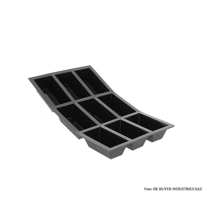 deBUYER Stampo da forno Moul´flex, 9 stampi rettangolari per torte, 3x8 cm, altezza 3 cm, 17,5x30 cm, 1 pz | Non alimentare / Ferramenta / Accessori per barbecue | thungourmet