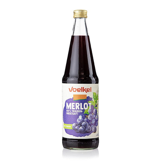 Voelkel - Jus de raisin Merlot, foncé, 100 % pur jus, BIO, 700 ml