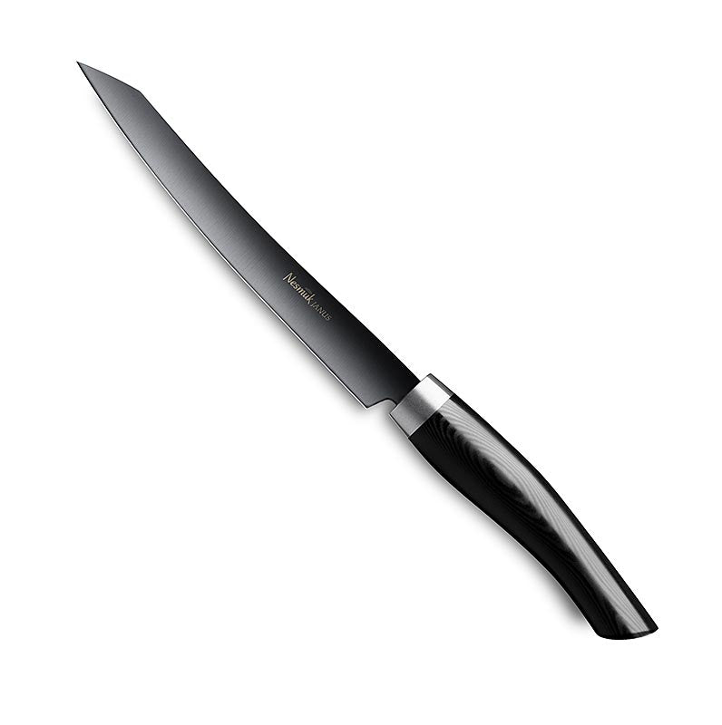 Nesmuk Janus 5.0 Slicer, 160 mm, ghiera in acciaio inossidabile, manico in micarta nera, 1 pz.