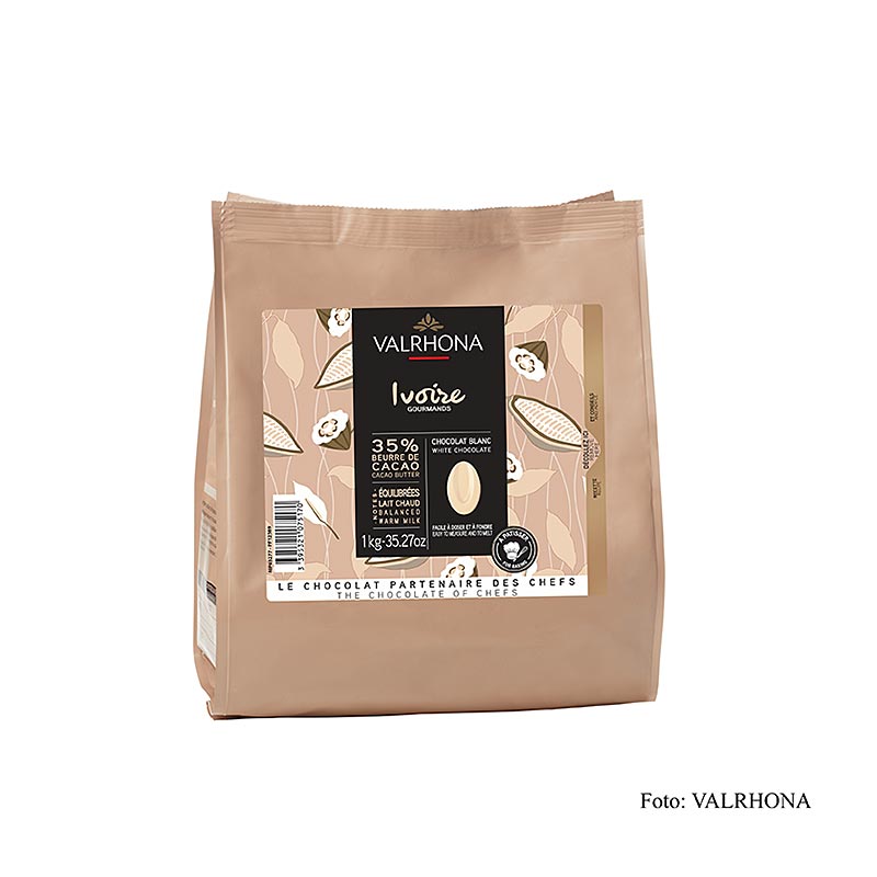 Valrhona Ivoire, copertura bianca, callets, 35% di burro di cacao, 1 kg