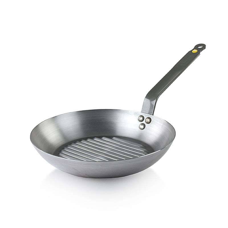 deBUYER "Mineral B Element" Padella in ferro con fondo grill, ø 26 cm, altezza 4 cm, 1 pz.