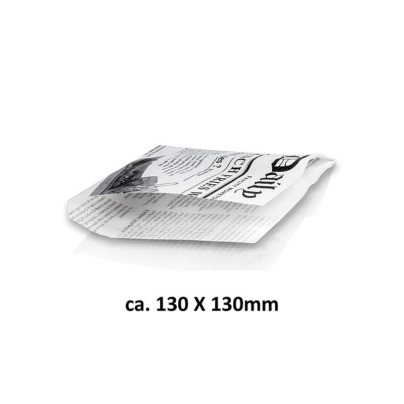 Sacchetto per snack con carta di giornale, circa 130x130 mm, 1.000 pezzi.