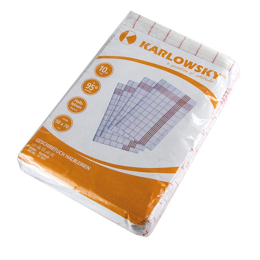 Karlowsky - Geschirrtuch Rot/Weiß, 50x70cm, Halbleinen, 10er-Pack, 10 St