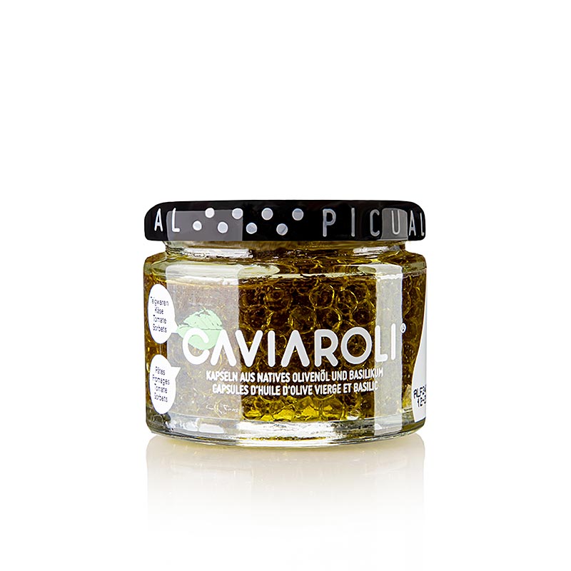 Caviaroli® Olivenölkaviar, kleine Perlen aus Olivenöl mit Basilikum, grün, 50 g