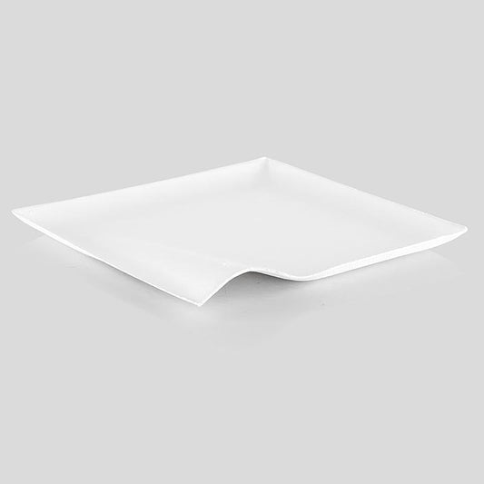 Einweg Teller "Wave", aus Zuckerrohrfasern,weiß,quadratisch m. Welle,20,5x20,5cm, 100 St