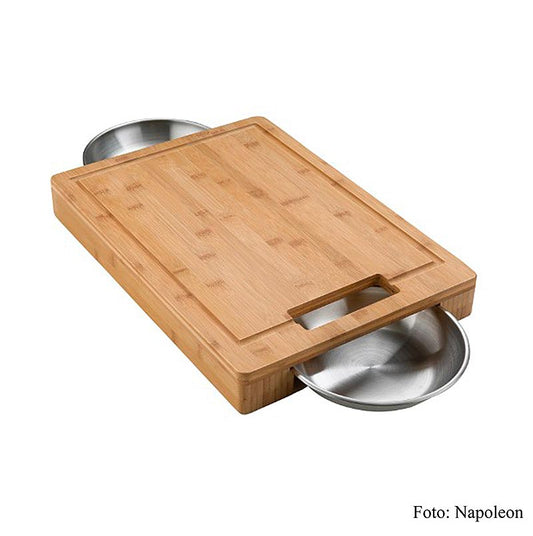 Accessoires de cuisson Napoléon - Planche à découper PRO en bois, 2 coupes en acier inoxydable, 46x33x5,5cm, 1 pc