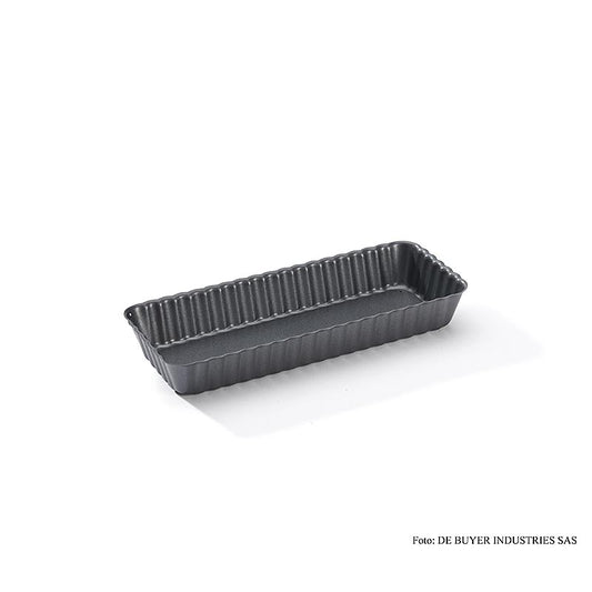 deBUYER Stampo per crostate, rettangolare, 20x8 cm, con fondo removibile, 1 pz