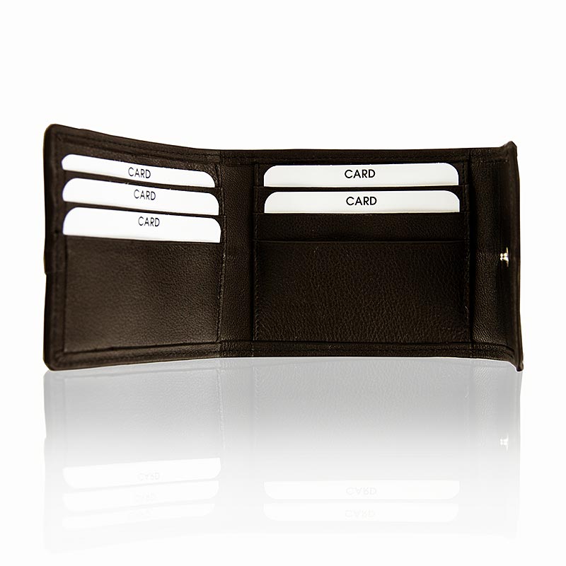Porte-cartes de crédit pour 6 cartes, avec bouton-pression, cuir d'esturgeon/de vache, marron, 11 x 9 x 2 cm, 1 pièce