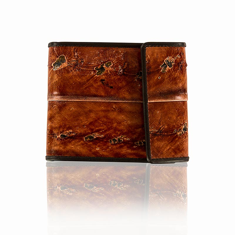 Porte-cartes de crédit pour 6 cartes, avec bouton-pression, cuir d'esturgeon/de vache, marron, 11 x 9 x 2 cm, 1 pièce