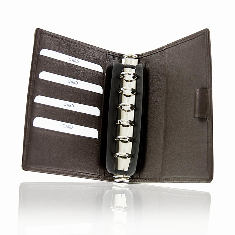 Ringbuch, A6, Stör-/Rinderleder, braun, 16,5x12,5cm, 1 St