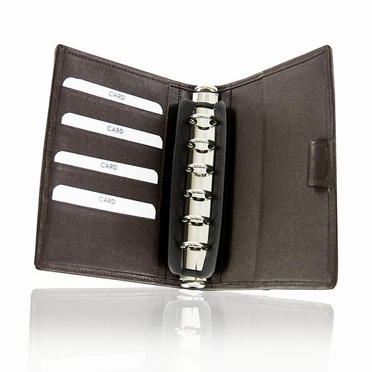 Ringbuch, A6, Stör-/Rinderleder, braun, 16,5x12,5cm, 1 St