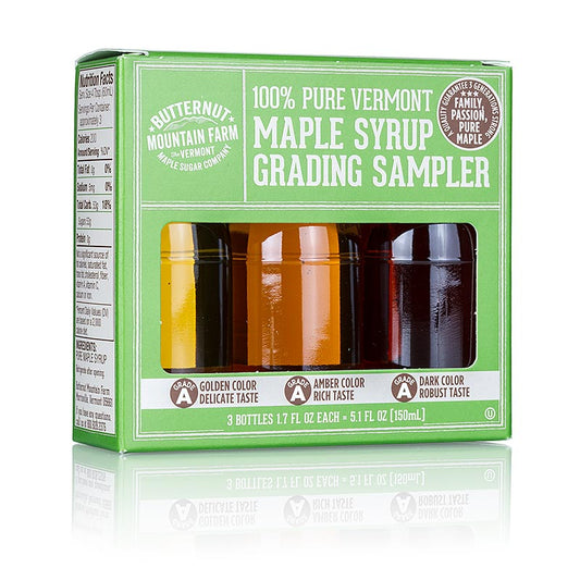 Boîte d'essai de sirop d'érable A Grade (Golden, Amber, Dark), 150 ml, 3 x 50ml