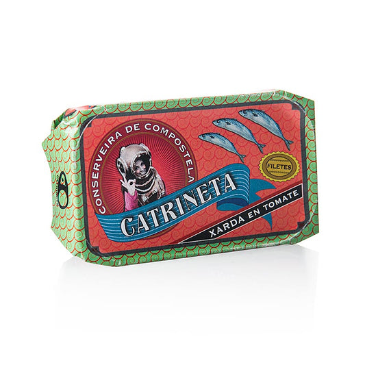 Catrineta - Filets de maquereau (xarda en tomate), entiers, à la sauce tomate, 120 g