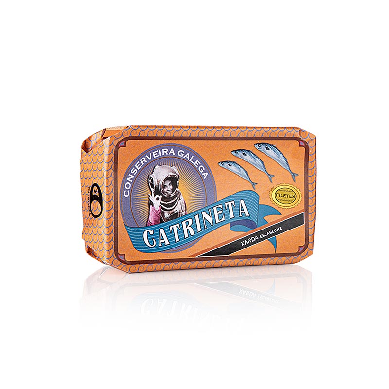 Catrineta - Filetti di sgombro (xarda en escabeche), interi, in salsa escabeche, 120 g