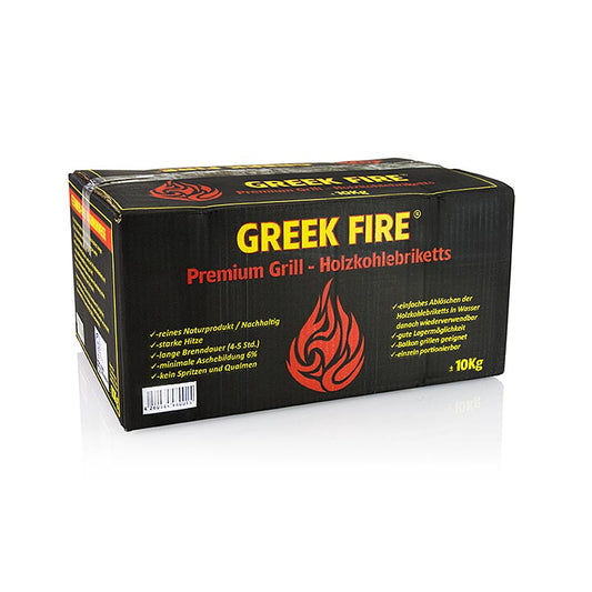 Grill BBQ - Holzkohle Briketts, Greek Fire, 10 kg