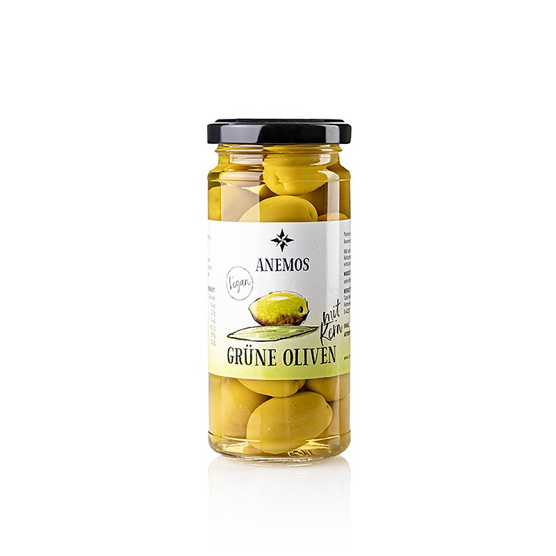 Olive verdi, con nocciolo, in salamoia, ANEMOS, 227 g