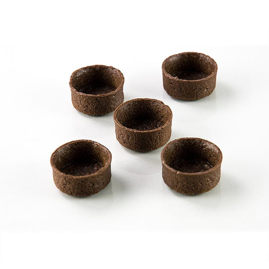 HUG - Mini tartellette da dessert - Filigrano, rotonde, ø 3,8 cm, H 1,8 cm, pasta frolla al cioccolato, 200 pezzi