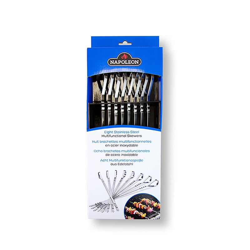 Accessoires de cuisson Napoléon - Brochettes - Brochette ondulée, 38cm, acier inoxydable, 8 pcs.