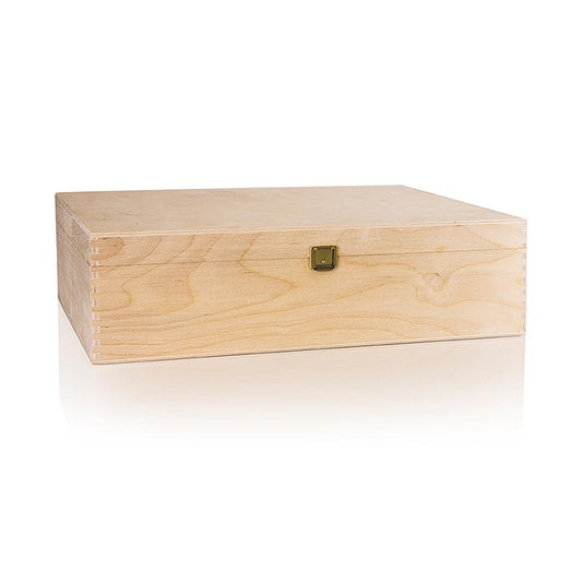Coffret cadeau pour vin « Caisse en bois avec couvercle à charnières », lot de 3, 370 x 258 x 98 mm, 1 pièce