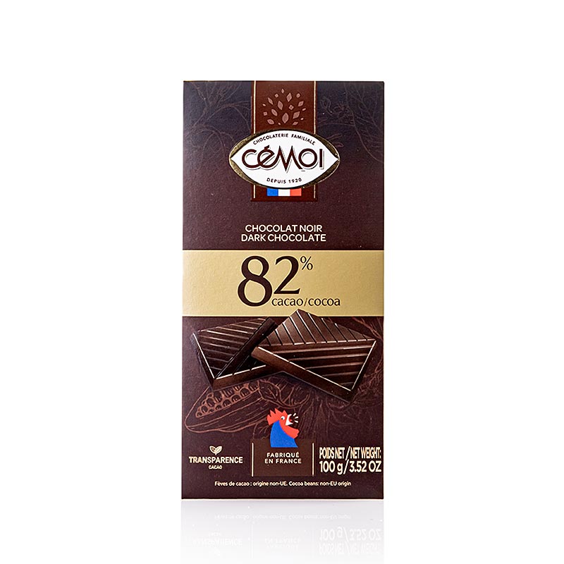Tavoletta di cioccolato fondente 82% Cacao, Cémoi, 100 g