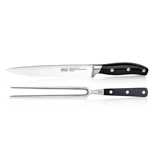 Rösle Tranchierbesteck, Fleischgabel (16cm) und Messer (18cm), 2 tlg.