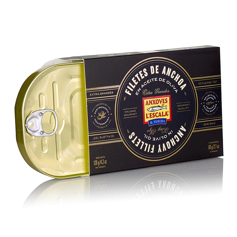 Filets d'anchois de qualité supérieure, à Huile d'olive, format King Size, L'Escala, 120 g