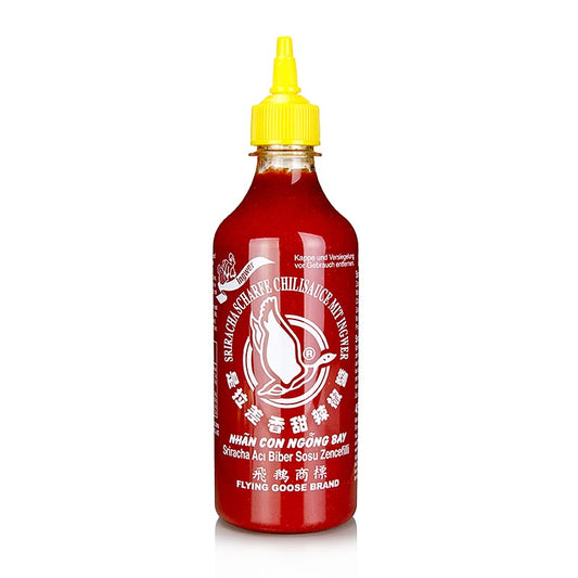 Sauce chili - Sriracha, piquante, au gingembre, Bouteille souple, Flying Goose, 455 ml