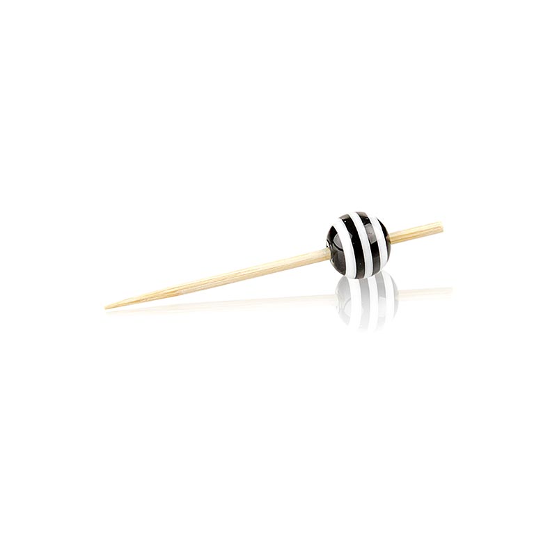 Spiedini di legno, con "sfera di cristallo" a righe bianche e nere, 5cm, 100 pz.
