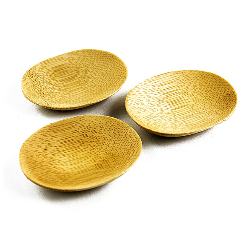 Bol en bambou réutilisable brun, ovale, 7,7x6,3cm, lavable au lave-vaisselle, 25 pcs
