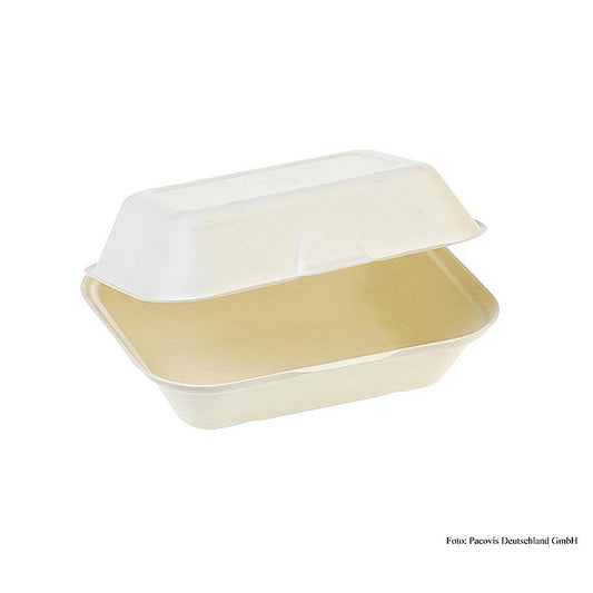 Einweg Naturesse Food Box, Klappdeckel, mittel, 18,5x14x7,4cm, Zuckerrohr, 250 St