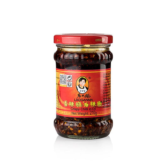 Lao Gan Ma - Olio al peperoncino croccante - Peperoncino in olio con cipolle croccanti, 210 g
