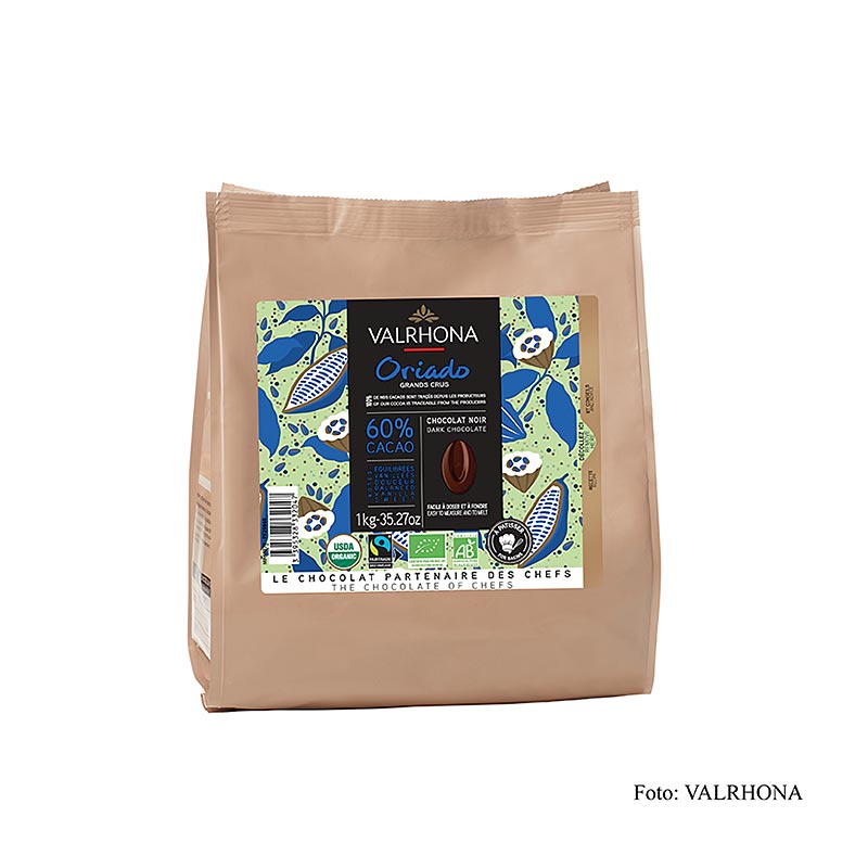 Valrhona Oriado, Couverture Dunkel 60%, Callets, BIO, 1 kg