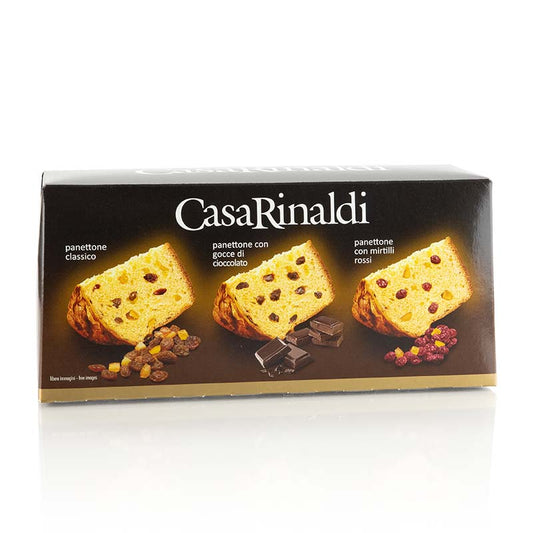 Weihnachtskuchen Panettone Set (Klassik/Cranberry/Schoko), Casa Rinaldi, 300 g, 3 x 100g
