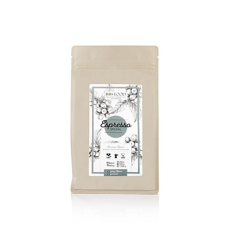 BOS FOOD - Espresso Speciale, Caffè  Arabica, chicchi interi, 500 g