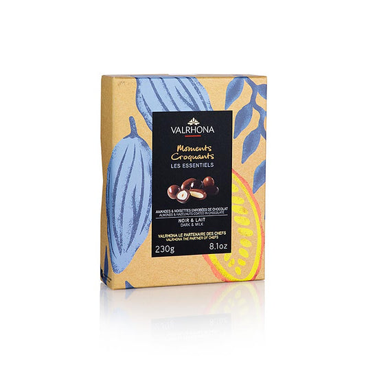 Valrhona Equinoxe Boule, amandes & noisettes dans du chocolat amer et au lait, 230 g